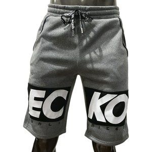 NWT ECKO UNLTD. AUTHENTIC MEN'S GRAY BLACK ADJUSTABLE PULL ON SHORTS SIZE S